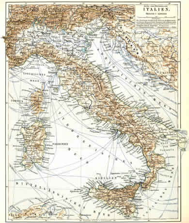 Map of Italy and surroundings